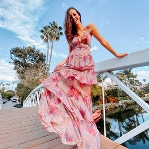 Michael Costello Multi Floral Oriana Gown